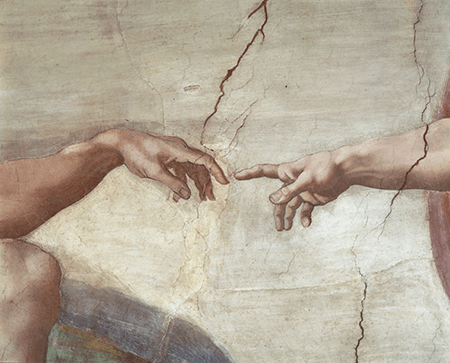 Michelangelo, The Creation of Adam (detail), circa 1508-1512. Sistine Chapel, Vatican City, Image: Scala / Art Resource, NY